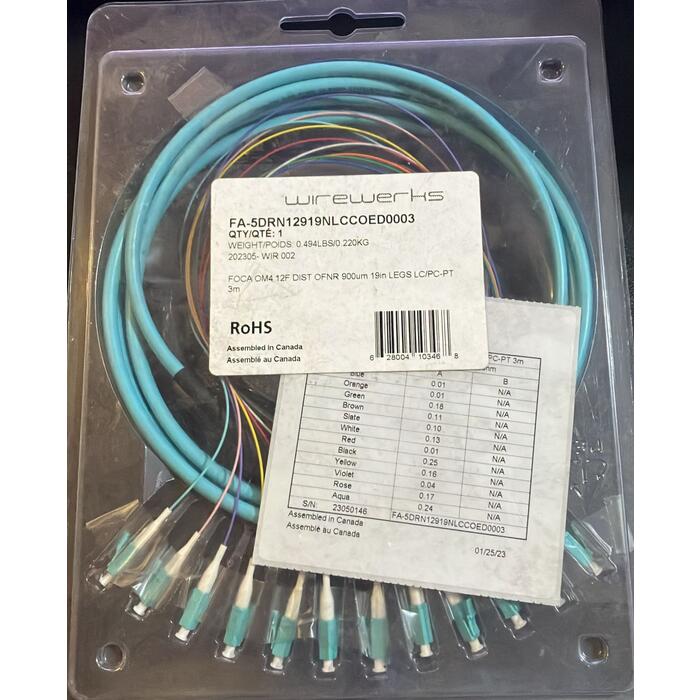 Patch Cord Fibra optica OM4 OFNR 900um 3 metros, LEGS LC/PC-PT