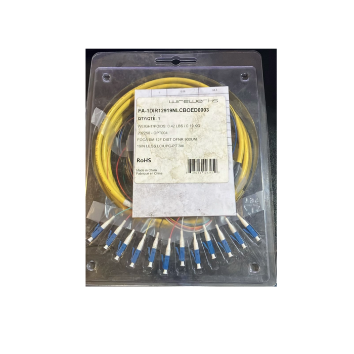 Patch Cord Fibra óptica Monomodo 12 fibras OFNR 900um 3 metros, LEGS LC/UPC-PT