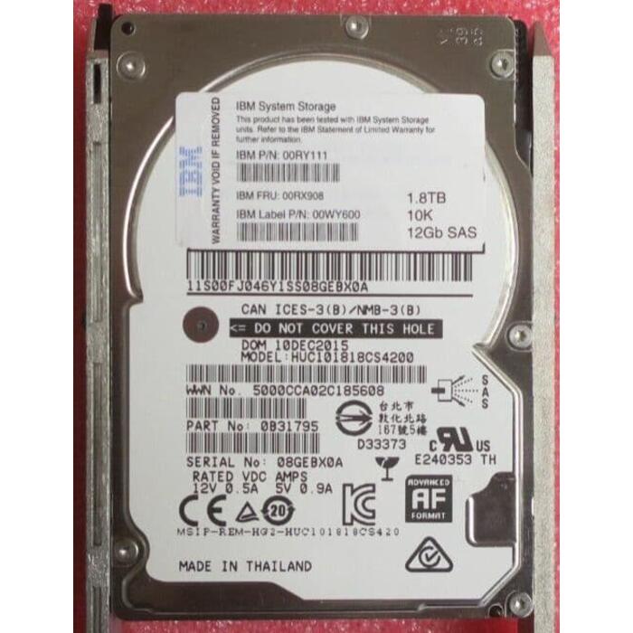 Disco Rigido IBM Storage SAS FRU 00RX908  1.8TB 2.5" - 10K - No Apto para PC