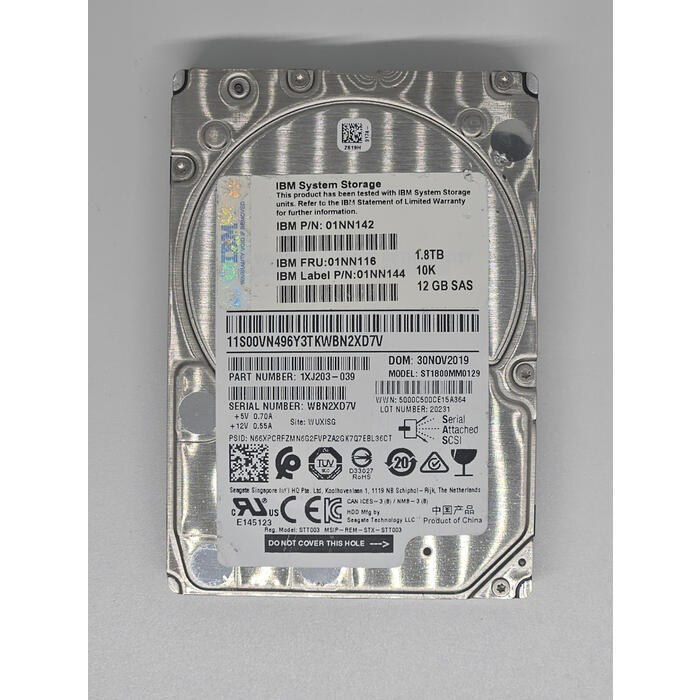 Disco IBM Storage 1.8TB SAS FRU 01NN118 10K - No Apto para PC
