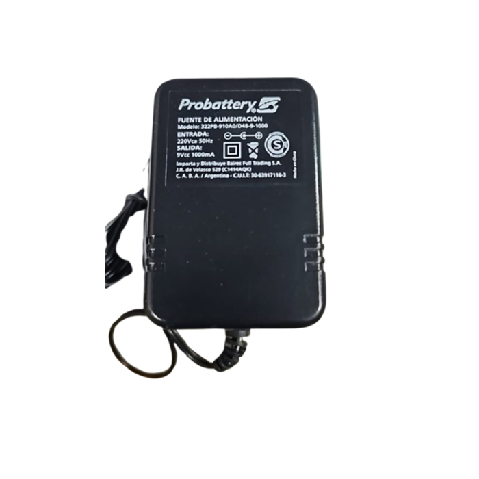 Fuente Alimentacion Probattery 9vcc 1000ma 220vac Homologada