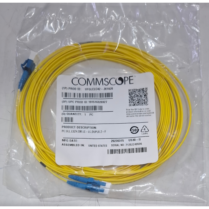Patch Cord Fibra Optica CommScope LC-LC Monomodo Duplex 6.10m